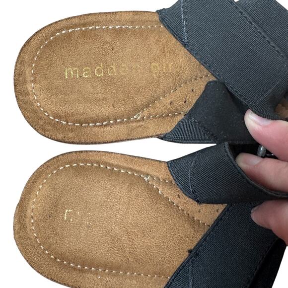 Madden Girl Zori Platform Wedge Sandal | Black | Sz 8.5 | Strappy Cork Elastic - Picture 5 of 6